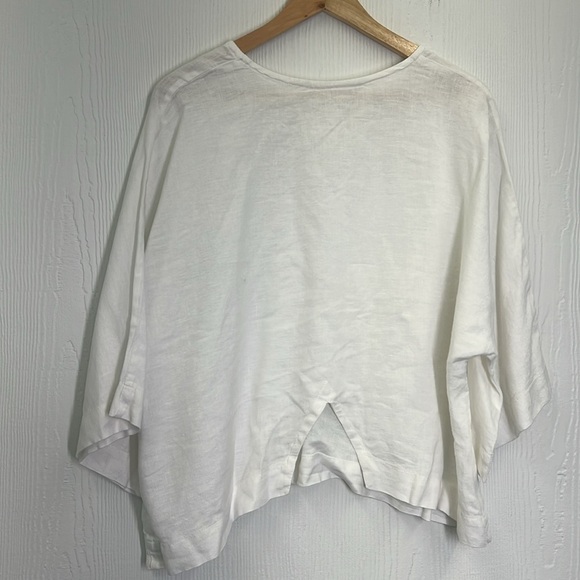 Yuvita - Quotidian Three Quarter Sleeve Flowy Boho Linen Blouse Size Small - Picture 9 of 10